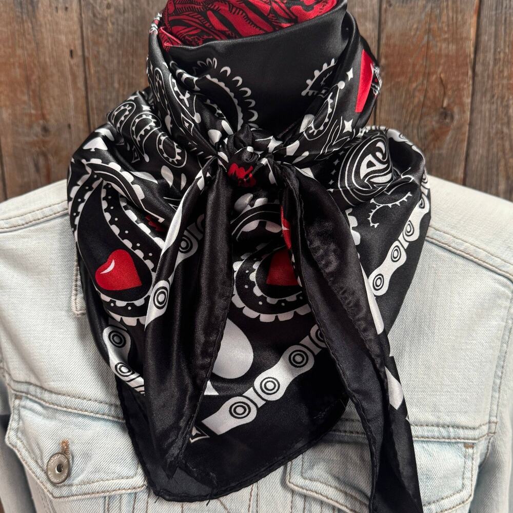 Lucky Cards Wild Rag Scarf | Black & Red | 35"x35"